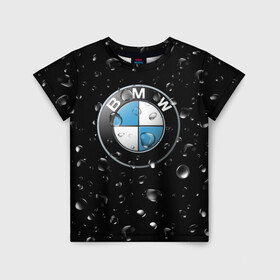 Детская футболка 3D с принтом BMW под Дождём в Новосибирске, 100% гипоаллергенный полиэфир | прямой крой, круглый вырез горловины, длина до линии бедер, чуть спущенное плечо, ткань немного тянется | Тематика изображения на принте: auto | bmw | logo | moto | symbol | авто | автомобили | автомобилисту | автомобильная | бмв | гонки | дождь | знак | капли | лого | логотип | марка | машина | машинки | машины | мото | мотоцикл | символ | тачка | тюнинг