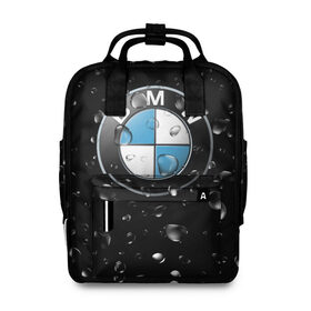 Женский рюкзак 3D с принтом BMW под Дождём в Новосибирске, 100% полиэстер | лямки с регулируемой длиной, сверху ручки, чтобы рюкзак нести как сумку. Основное отделение закрывается на молнию, как и внешний карман. Внутри два дополнительных кармана, один из которых закрывается на молнию. По бокам два дополнительных кармашка, куда поместится маленькая бутылочка
 | auto | bmw | logo | moto | symbol | авто | автомобили | автомобилисту | автомобильная | бмв | гонки | дождь | знак | капли | лого | логотип | марка | машина | машинки | машины | мото | мотоцикл | символ | тачка | тюнинг