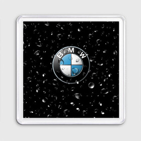 Магнит 55*55 с принтом BMW под Дождём в Новосибирске, Пластик | Размер: 65*65 мм; Размер печати: 55*55 мм | auto | bmw | logo | moto | symbol | авто | автомобили | автомобилисту | автомобильная | бмв | гонки | дождь | знак | капли | лого | логотип | марка | машина | машинки | машины | мото | мотоцикл | символ | тачка | тюнинг