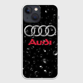 Чехол для iPhone 13 mini с принтом AUDI под Дождём в Новосибирске,  |  | audi | auto | logo | moto | symbol | авто | автомобили | автомобилисту | автомобильная | ауди | гонки | дождь | знак | капли | лого | логотип | марка | машина | машинки | машины | мото | мотоцикл | символ | тюнинг