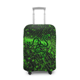 Чехол для чемодана 3D с принтом RAZER в Новосибирске, 86% полиэфир, 14% спандекс | двустороннее нанесение принта, прорези для ручек и колес | 101 | brand | company | gamer | green | logo | mamba | naga | player | razer | rzr | snake | бренд | железо | зеленый | змея | компания | лого | рейзер | софт