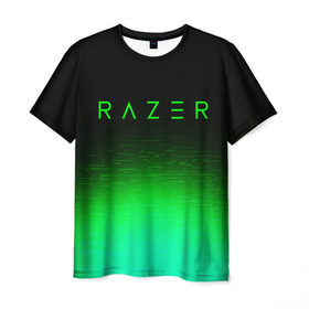 Мужская футболка 3D с принтом RAZER в Новосибирске, 100% полиэфир | прямой крой, круглый вырез горловины, длина до линии бедер | Тематика изображения на принте: 101 | brand | company | gamer | green | logo | mamba | naga | player | razer | rzr | snake | бренд | железо | зеленый | змея | компания | лого | рейзер | софт
