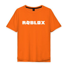 Мужская футболка хлопок Oversize с принтом Roblox Logo в Новосибирске, 100% хлопок | свободный крой, круглый ворот, “спинка” длиннее передней части | logo | roblox | лого | логотип | надпись | роблокс