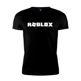 Мужская футболка премиум с принтом Roblox Logo в Новосибирске, 92% хлопок, 8% лайкра | приталенный силуэт, круглый вырез ворота, длина до линии бедра, короткий рукав | logo | roblox | лого | логотип | надпись | роблокс