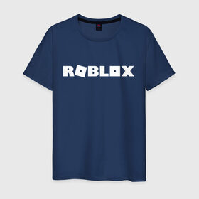 Мужская футболка хлопок с принтом Roblox Logo в Новосибирске, 100% хлопок | прямой крой, круглый вырез горловины, длина до линии бедер, слегка спущенное плечо. | logo | roblox | лого | логотип | надпись | роблокс