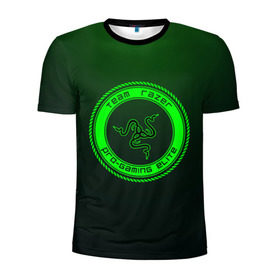 Мужская футболка 3D спортивная с принтом RAZER в Новосибирске, 100% полиэстер с улучшенными характеристиками | приталенный силуэт, круглая горловина, широкие плечи, сужается к линии бедра | Тематика изображения на принте: 101 | brand | company | gamer | green | logo | mamba | naga | player | razer | rzr | snake | бренд | железо | зеленый | змея | компания | лого | рейзер | софт