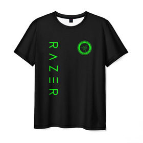 Мужская футболка 3D с принтом RAZER в Новосибирске, 100% полиэфир | прямой крой, круглый вырез горловины, длина до линии бедер | 101 | brand | company | gamer | green | logo | mamba | naga | player | razer | rzr | snake | бренд | железо | зеленый | змея | компания | лого | рейзер | софт