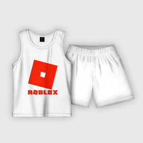 Детская пижама с шортами хлопок с принтом Roblox Logo в Новосибирске,  |  | logo | roblox | лого | логотип | надпись | роблокс
