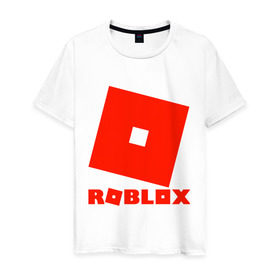 Мужская футболка хлопок с принтом Roblox Logo в Новосибирске, 100% хлопок | прямой крой, круглый вырез горловины, длина до линии бедер, слегка спущенное плечо. | logo | roblox | лого | логотип | надпись | роблокс