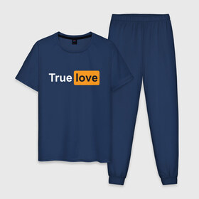 Мужская пижама хлопок с принтом True Love в Новосибирске, 100% хлопок | брюки и футболка прямого кроя, без карманов, на брюках мягкая резинка на поясе и по низу штанин
 | любовь | настоящая | реальная | честная | чистая | чувства