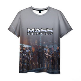 Мужская футболка 3D с принтом Mass Effect в Новосибирске, 100% полиэфир | прямой крой, круглый вырез горловины, длина до линии бедер | amdromeda initiative | andromeda | game | gun | hemet | n7 | rifle | ryder | soldier | space | star | weapon