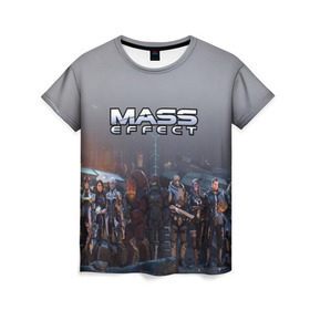 Женская футболка 3D с принтом Mass Effect в Новосибирске, 100% полиэфир ( синтетическое хлопкоподобное полотно) | прямой крой, круглый вырез горловины, длина до линии бедер | amdromeda initiative | andromeda | game | gun | hemet | n7 | rifle | ryder | soldier | space | star | weapon