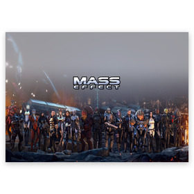 Поздравительная открытка с принтом Mass Effect в Новосибирске, 100% бумага | плотность бумаги 280 г/м2, матовая, на обратной стороне линовка и место для марки
 | amdromeda initiative | andromeda | game | gun | hemet | n7 | rifle | ryder | soldier | space | star | weapon