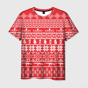 Мужская футболка 3D с принтом CS GO Новогодний в Новосибирске, 100% полиэфир | прямой крой, круглый вырез горловины, длина до линии бедер | Тематика изображения на принте: 2019 | cs go. | костюм на новый год | кс | кс го | новый год