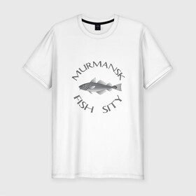 Мужская футболка хлопок Slim с принтом Мурманск в Новосибирске, 92% хлопок, 8% лайкра | приталенный силуэт, круглый вырез ворота, длина до линии бедра, короткий рукав | мурмаск