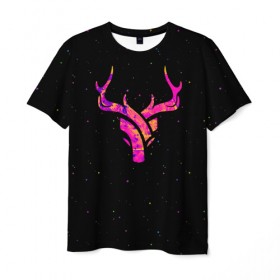 Мужская футболка 3D с принтом Deer в Новосибирске, 100% полиэфир | прямой крой, круглый вырез горловины, длина до линии бедер | deer | minimalism | минимализм | олень