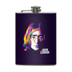 Фляга с принтом Джон Леннон в Новосибирске, металлический корпус | емкость 0,22 л, размер 125 х 94 мм. Виниловая наклейка запечатывается полностью | the beatles | битлз | британия | джон | леннон | ленон | рок | рок н ролл | хард рок | хиппи