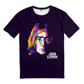 Мужская футболка 3D с принтом Джон Леннон в Новосибирске, 100% полиэфир | прямой крой, круглый вырез горловины, длина до линии бедер | Тематика изображения на принте: the beatles | битлз | британия | джон | леннон | ленон | рок | рок н ролл | хард рок | хиппи