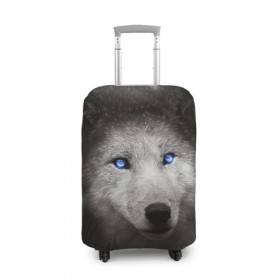 Чехол для чемодана 3D с принтом Голубоглазый волк в Новосибирске, 86% полиэфир, 14% спандекс | двустороннее нанесение принта, прорези для ручек и колес | волк | глаза | охотник | серый | хищник