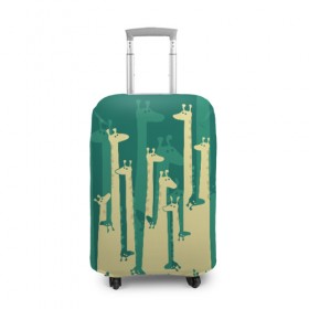 Чехол для чемодана 3D с принтом Жирафы в Новосибирске, 86% полиэфир, 14% спандекс | двустороннее нанесение принта, прорези для ручек и колес | africa | animals | fantasy | giraffes | long | neck | silhouette | spots | stencil | surrealism | аниме | африка | ветки | длинная | животные | жирафы | зелёный | картинка | крутой | листья | лучший | пятна | растения | рисунок | силуэт
