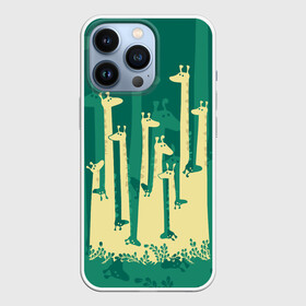 Чехол для iPhone 13 Pro с принтом Жирафы в Новосибирске,  |  | africa | animals | fantasy | giraffes | long | neck | silhouette | spots | stencil | surrealism | аниме | африка | ветки | длинная | животные | жирафы | зелёный | картинка | крутой | листья | лучший | пятна | растения | рисунок | силуэт