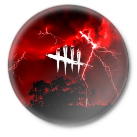 Значок с принтом DEAD BY DAYLIGHT в Новосибирске,  металл | круглая форма, металлическая застежка в виде булавки | dead by daylight | game | hillbilly | maniacs | trapper | wraith | деревенщина | мертвые днем | охотник | призрак