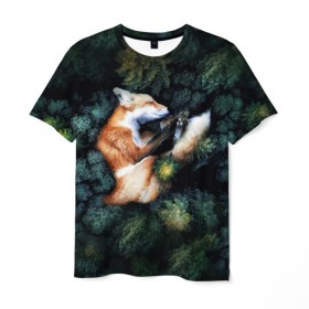 Мужская футболка 3D с принтом Лисичка в Лесу в Новосибирске, 100% полиэфир | прямой крой, круглый вырез горловины, длина до линии бедер | core | cute | forest | fox | foxes | ginger | world | деревья | забавная | зелень | кино | лес | лис | лиса | лисица | лисицы | лисичка | лисички | лист | листва | лисы | милая | мира | рыжая | рыжие | сердце | смешная | фильм | фыр