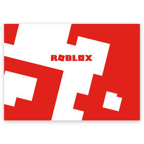 Поздравительная открытка с принтом ROBLOX Red в Новосибирске, 100% бумага | плотность бумаги 280 г/м2, матовая, на обратной стороне линовка и место для марки
 | Тематика изображения на принте: block | lego | logo | minecraft | online | oof | quest | roblocks | roblockx | roblox | studio | блок | блоки | голова | игра | игры | квест | лего | лицо | лого | логотип | майнкрафт | онлайн | роблокс | символ | студия