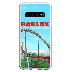 Чехол для Samsung Galaxy S10 с принтом ROBLOX Powering Imagination в Новосибирске, Силикон | Область печати: задняя сторона чехла, без боковых панелей | block | lego | logo | minecraft | online | oof | quest | roblocks | roblockx | roblox | studio | блок | блоки | голова | игра | игры | квест | лего | лицо | лого | логотип | майнкрафт | онлайн | роблокс | символ | студия