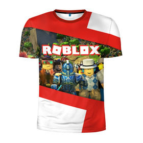 Мужская футболка 3D спортивная с принтом ROBLOX в Новосибирске, 100% полиэстер с улучшенными характеристиками | приталенный силуэт, круглая горловина, широкие плечи, сужается к линии бедра | Тематика изображения на принте: lego | logo | meme | memes | minecraft | oof | quest | roblocks | roblockx | roblox | studio | блок | блоки | голова | игра | игры | квест | лего | лицо | лого | логотип | майнкрафт | мем | мемы | онлайн | роблокс | студия