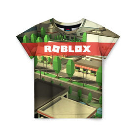 Детская футболка 3D с принтом ROBLOX City в Новосибирске, 100% гипоаллергенный полиэфир | прямой крой, круглый вырез горловины, длина до линии бедер, чуть спущенное плечо, ткань немного тянется | Тематика изображения на принте: lego | logo | meme | memes | minecraft | oof | quest | roblocks | roblockx | roblox | studio | блок | блоки | голова | игра | игры | квест | лего | лицо | лого | логотип | майнкрафт | мем | мемы | онлайн | роблокс | студия