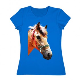 Женская футболка хлопок с принтом Лошадь в Новосибирске, 100% хлопок | прямой крой, круглый вырез горловины, длина до линии бедер, слегка спущенное плечо | абстракция | конь | лошадка | лошадь