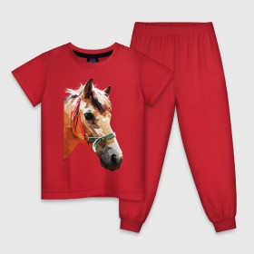 Детская пижама хлопок с принтом Лошадь в Новосибирске, 100% хлопок |  брюки и футболка прямого кроя, без карманов, на брюках мягкая резинка на поясе и по низу штанин
 | абстракция | конь | лошадка | лошадь