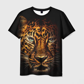 Мужская футболка 3D с принтом Ягуар в Новосибирске, 100% полиэфир | прямой крой, круглый вырез горловины, длина до линии бедер | Тематика изображения на принте: гепард | кошка | леопард | охотник | тигр | хищник | ягуар
