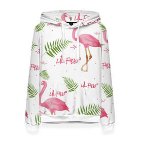 Женская толстовка 3D с принтом Lil Peep pink flamingo в Новосибирске, 100% полиэстер  | двухслойный капюшон со шнурком для регулировки, мягкие манжеты на рукавах и по низу толстовки, спереди карман-кенгуру с мягким внутренним слоем. | Тематика изображения на принте: benz truck | girls. pink | gustav hr | hip hop | lil | lil peep | peep | rap | лил | лилпип | листья | пальма | пальмы | пип | розовый | рэп | фламинго | хип хоп | эмо | эмо реп