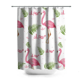 Штора 3D для ванной с принтом Lil Peep pink flamingo в Новосибирске, 100% полиэстер | плотность материала — 100 г/м2. Стандартный размер — 146 см х 180 см. По верхнему краю — пластиковые люверсы для креплений. В комплекте 10 пластиковых колец | benz truck | girls. pink | gustav hr | hip hop | lil | lil peep | peep | rap | лил | лилпип | листья | пальма | пальмы | пип | розовый | рэп | фламинго | хип хоп | эмо | эмо реп