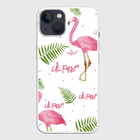 Чехол для iPhone 13 с принтом Lil Peep pink flamingo в Новосибирске,  |  | Тематика изображения на принте: benz truck | girls. pink | gustav hr | hip hop | lil | lil peep | peep | rap | лил | лилпип | листья | пальма | пальмы | пип | розовый | рэп | фламинго | хип хоп | эмо | эмо реп