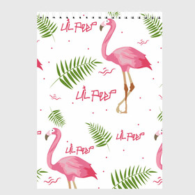 Скетчбук с принтом Lil Peep pink flamingo в Новосибирске, 100% бумага
 | 48 листов, плотность листов — 100 г/м2, плотность картонной обложки — 250 г/м2. Листы скреплены сверху удобной пружинной спиралью | benz truck | girls. pink | gustav hr | hip hop | lil | lil peep | peep | rap | лил | лилпип | листья | пальма | пальмы | пип | розовый | рэп | фламинго | хип хоп | эмо | эмо реп