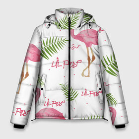 Мужская зимняя куртка 3D с принтом Lil Peep pink flamingo в Новосибирске, верх — 100% полиэстер; подкладка — 100% полиэстер; утеплитель — 100% полиэстер | длина ниже бедра, свободный силуэт Оверсайз. Есть воротник-стойка, отстегивающийся капюшон и ветрозащитная планка. 

Боковые карманы с листочкой на кнопках и внутренний карман на молнии. | benz truck | girls. pink | gustav hr | hip hop | lil | lil peep | peep | rap | лил | лилпип | листья | пальма | пальмы | пип | розовый | рэп | фламинго | хип хоп | эмо | эмо реп