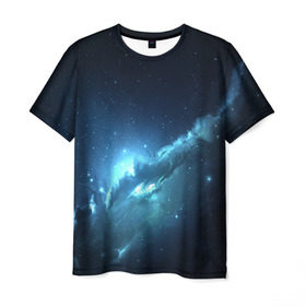 Мужская футболка 3D с принтом ATLANTIS NEBULA в Новосибирске, 100% полиэфир | прямой крой, круглый вырез горловины, длина до линии бедер | galaxy | nebula | space | star | абстракция | вселенная | галактика | звезда | звезды | космический | планеты