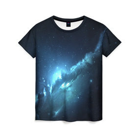 Женская футболка 3D с принтом ATLANTIS NEBULA в Новосибирске, 100% полиэфир ( синтетическое хлопкоподобное полотно) | прямой крой, круглый вырез горловины, длина до линии бедер | galaxy | nebula | space | star | абстракция | вселенная | галактика | звезда | звезды | космический | планеты