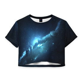 Женская футболка 3D укороченная с принтом ATLANTIS NEBULA в Новосибирске, 100% полиэстер | круглая горловина, длина футболки до линии талии, рукава с отворотами | galaxy | nebula | space | star | абстракция | вселенная | галактика | звезда | звезды | космический | планеты