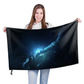 Флаг 3D с принтом ATLANTIS NEBULA в Новосибирске, 100% полиэстер | плотность ткани — 95 г/м2, размер — 67 х 109 см. Принт наносится с одной стороны | galaxy | nebula | space | star | абстракция | вселенная | галактика | звезда | звезды | космический | планеты