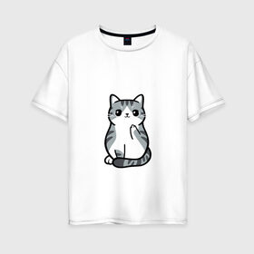 Женская футболка хлопок Oversize с принтом I Dont Give A Meow в Новосибирске, 100% хлопок | свободный крой, круглый ворот, спущенный рукав, длина до линии бедер
 | дерзкий | дикий | кот | котенок | котик | котэ | кошечка | лапочка | милашка | милота | милый | мимими | мяу | полосатый