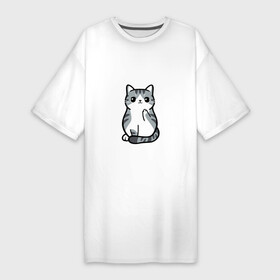 Платье-футболка хлопок с принтом I Dont Give A Meow в Новосибирске,  |  | дерзкий | дикий | кот | котенок | котик | котэ | кошечка | лапочка | милашка | милота | милый | мимими | мяу | полосатый