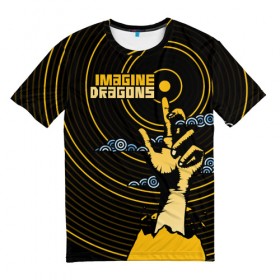 Мужская футболка 3D с принтом Imagine Dragons в Новосибирске, 100% полиэфир | прямой крой, круглый вырез горловины, длина до линии бедер | imagine dragons | imagine dragons origins | имэджн драгонз | рок