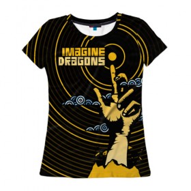 Женская футболка 3D с принтом Imagine Dragons в Новосибирске, 100% полиэфир ( синтетическое хлопкоподобное полотно) | прямой крой, круглый вырез горловины, длина до линии бедер | imagine dragons | imagine dragons origins | имэджн драгонз | рок