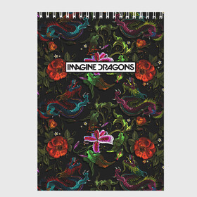 Скетчбук с принтом Imagine Dragons Ink в Новосибирске, 100% бумага
 | 48 листов, плотность листов — 100 г/м2, плотность картонной обложки — 250 г/м2. Листы скреплены сверху удобной пружинной спиралью | imagine dragons | imagine dragons origins | имэджн драгонз | рок
