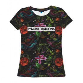 Женская футболка 3D с принтом Imagine Dragons Ink в Новосибирске, 100% полиэфир ( синтетическое хлопкоподобное полотно) | прямой крой, круглый вырез горловины, длина до линии бедер | imagine dragons | imagine dragons origins | имэджн драгонз | рок