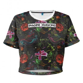 Женская футболка Cropp-top с принтом Imagine Dragons Ink в Новосибирске, 100% полиэстер | круглая горловина, длина футболки до линии талии, рукава с отворотами | imagine dragons | imagine dragons origins | имэджн драгонз | рок